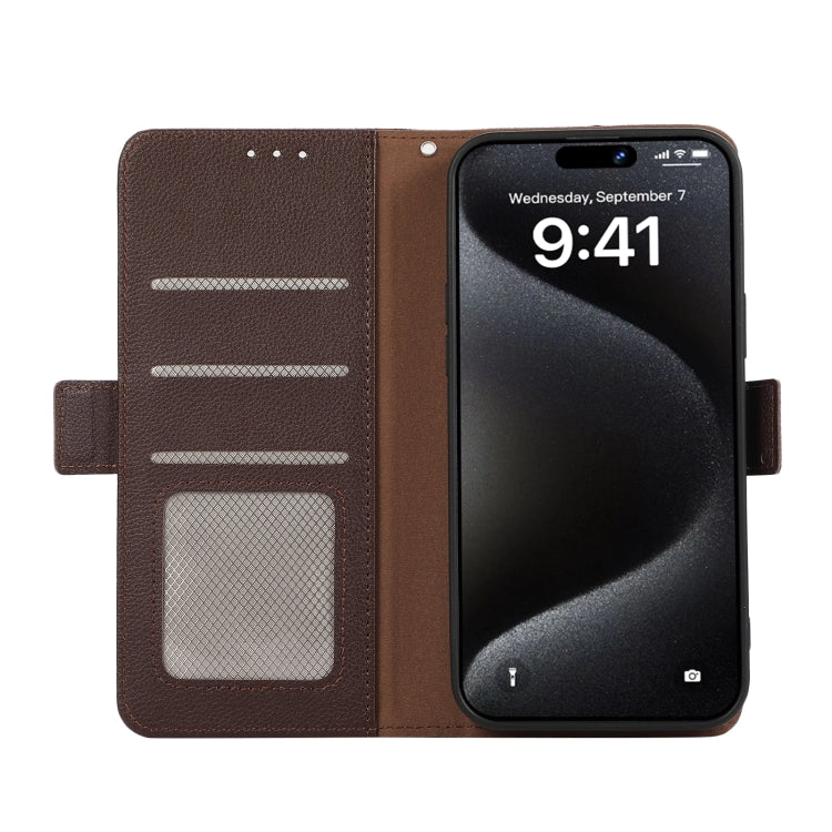 For Redmi 14C 4G ABEEL Side-Magnetic Litchi Pattern Leather RFID Phone Case