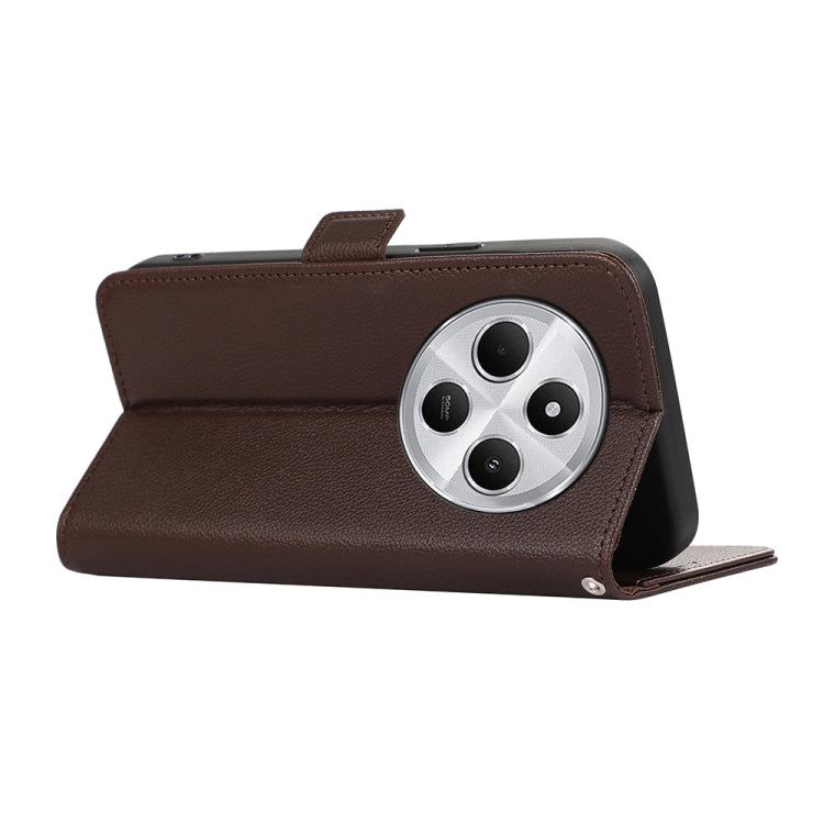 For Redmi 14C 4G ABEEL Side-Magnetic Litchi Pattern Leather RFID Phone Case