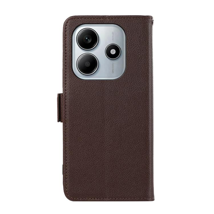 For Redmi Note 14 4G 164.84mm ABEEL Side-Magnetic Litchi Pattern Leather RFID Phone Case