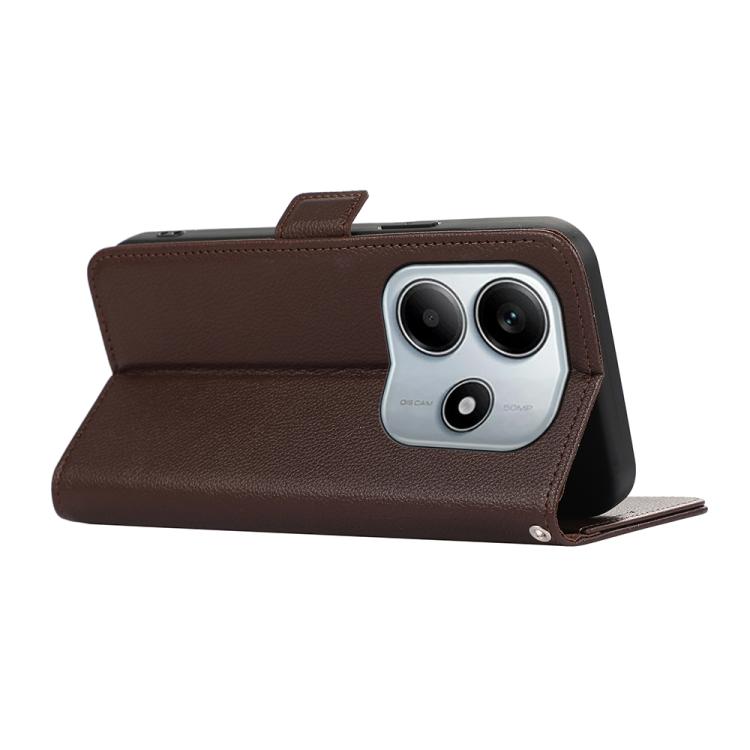 For Redmi Note 14 4G 164.84mm ABEEL Side-Magnetic Litchi Pattern Leather RFID Phone Case