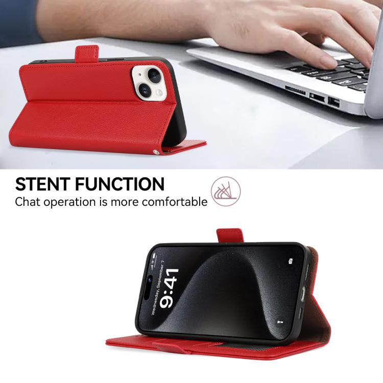 For Redmi Note 14S 4G ABEEL Side-Magnetic Litchi Pattern Leather RFID Phone Case