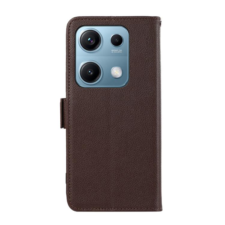 For Redmi Note 14S 4G ABEEL Side-Magnetic Litchi Pattern Leather RFID Phone Case