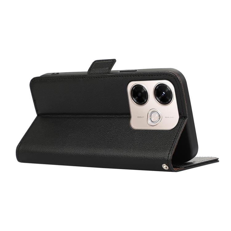 For Redmi 13X ABEEL Side-Magnetic Litchi Pattern Leather RFID Phone Case