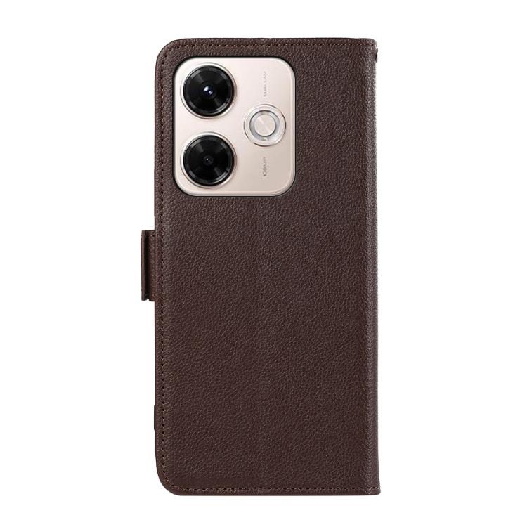 For Redmi 13X ABEEL Side-Magnetic Litchi Pattern Leather RFID Phone Case