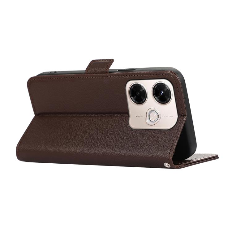 For Redmi 13X ABEEL Side-Magnetic Litchi Pattern Leather RFID Phone Case