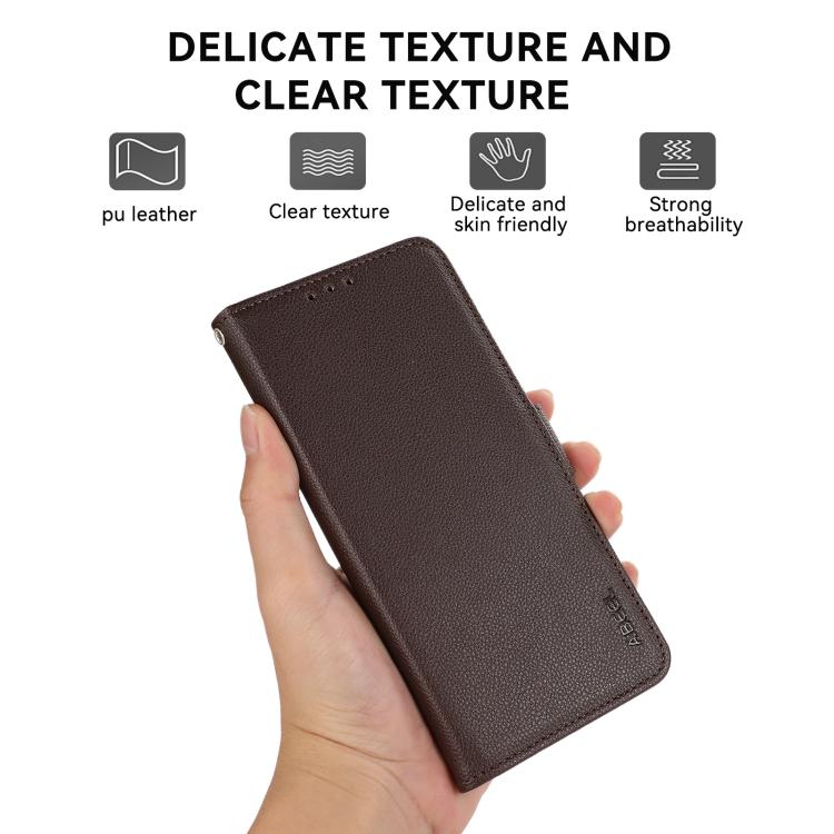 For Redmi A7 Pro 171mm/Poco C85x 5G ABEEL Side-Magnetic Litchi Pattern Leather RFID Phone Case