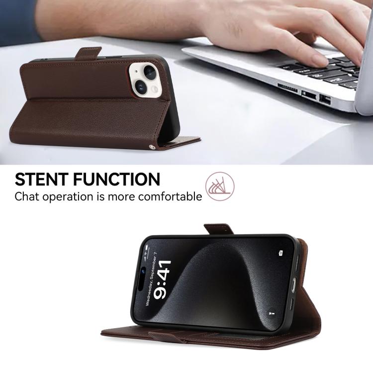 For Redmi A7 Pro 171mm/Poco C85x 5G ABEEL Side-Magnetic Litchi Pattern Leather RFID Phone Case