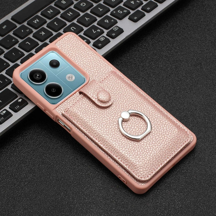 For Redmi Note 13 Pro 5G Litchi Texture Drawing Card Bag Ring Holder Phone Case