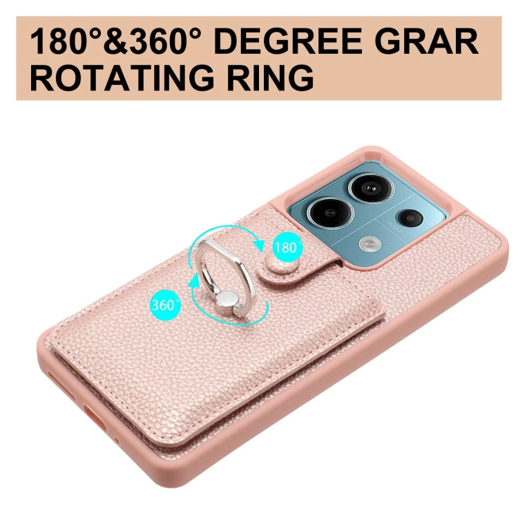 For Redmi Note 13 Pro 5G Litchi Texture Drawing Card Bag Ring Holder Phone Case