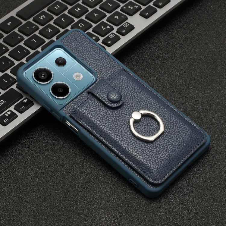 For Redmi Note 13 Pro 5G Litchi Texture Drawing Card Bag Ring Holder Phone Case