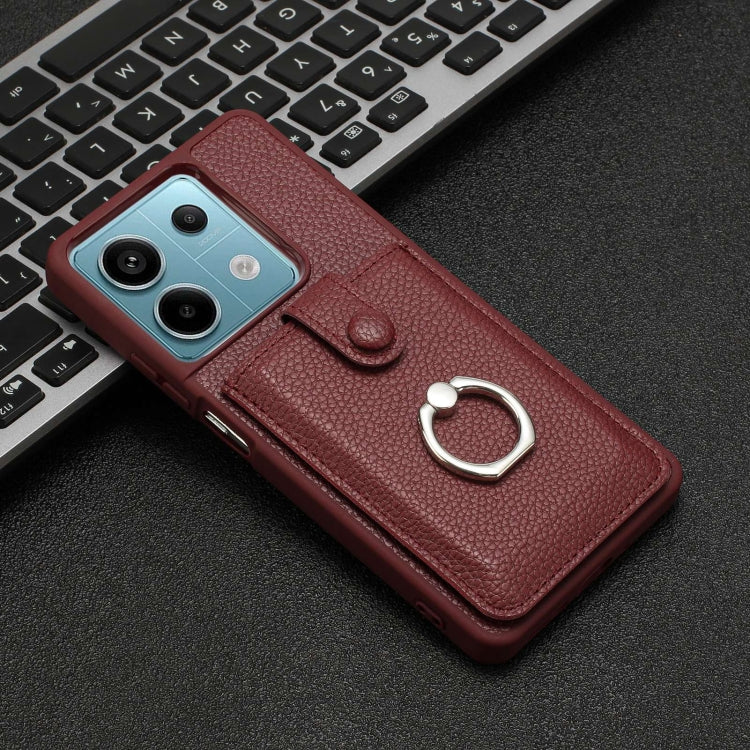 For Redmi Note 13 5G Litchi Texture Drawing Card Bag Ring Holder Phone Case