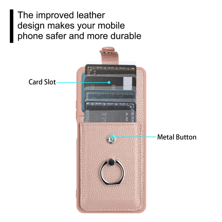 For Redmi Note 13 5G Litchi Texture Drawing Card Bag Ring Holder Phone Case
