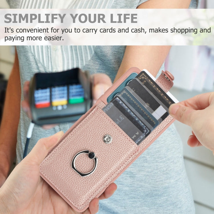 For Redmi Note 13 5G Litchi Texture Drawing Card Bag Ring Holder Phone Case