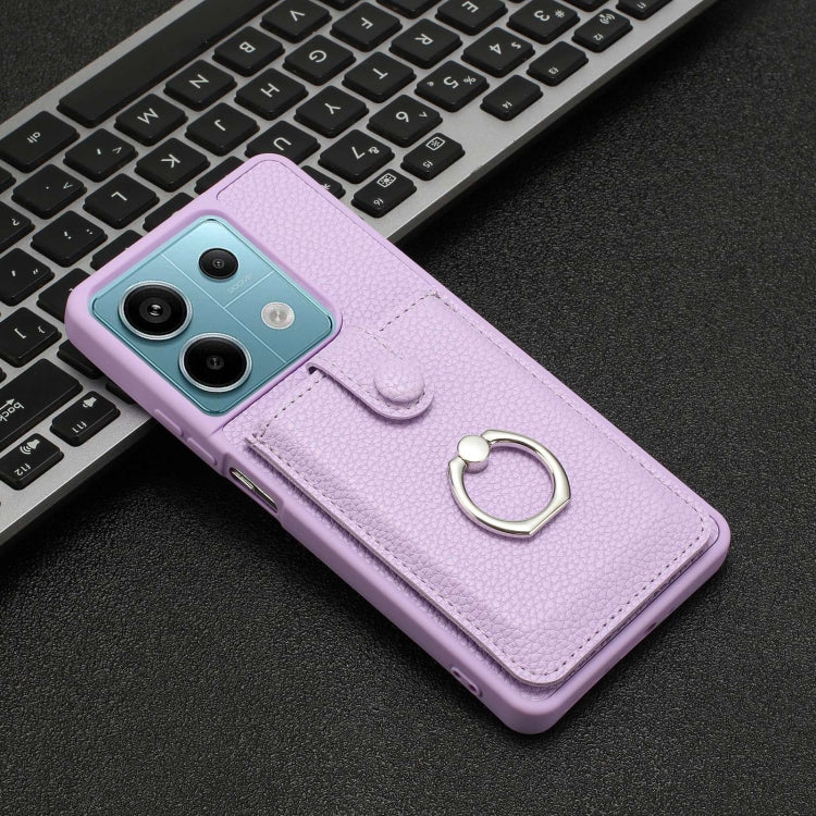 For Redmi Note 13 5G Litchi Texture Drawing Card Bag Ring Holder Phone Case