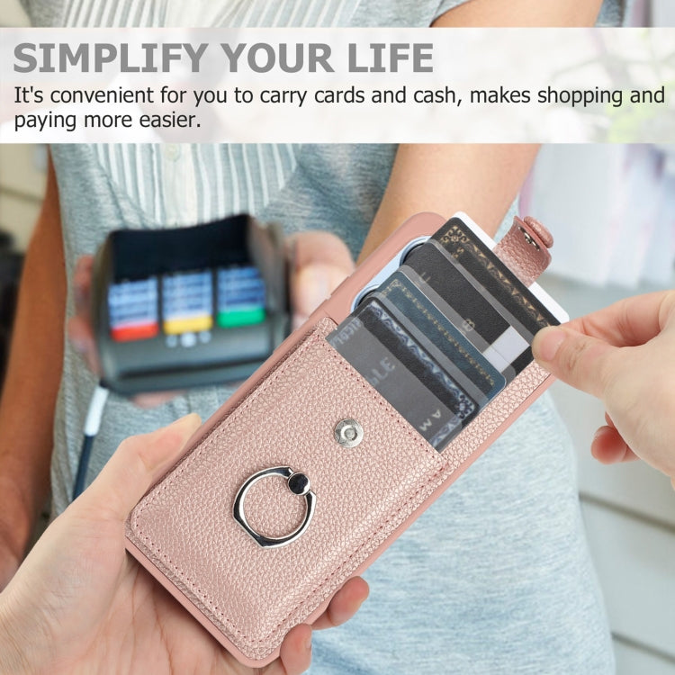 For Redmi Note 13 4G Litchi Texture Drawing Card Bag Ring Holder Phone Case
