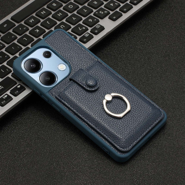 For Redmi Note 13 4G Litchi Texture Drawing Card Bag Ring Holder Phone Case
