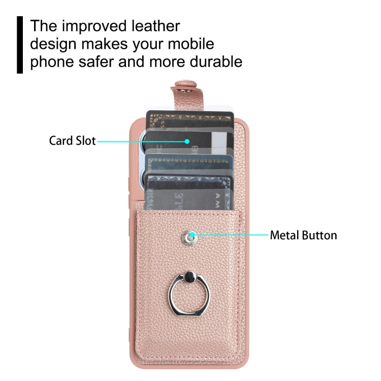 For Redmi Note 13 4G Litchi Texture Drawing Card Bag Ring Holder Phone Case