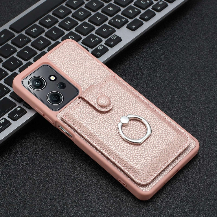 For Redmi Note 12 4G Global Litchi Texture Drawing Card Bag Ring Holder Phone Case