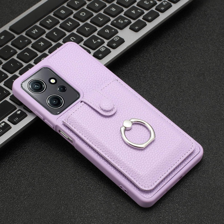 For Redmi Note 12 4G Global Litchi Texture Drawing Card Bag Ring Holder Phone Case