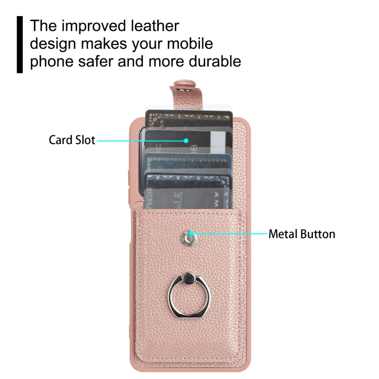 For Redmi Note 12 4G Global Litchi Texture Drawing Card Bag Ring Holder Phone Case