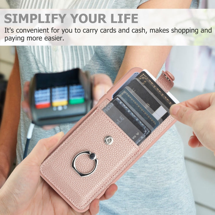 For Redmi Note 12 5G Global Litchi Texture Drawing Card Bag Ring Holder Phone Case