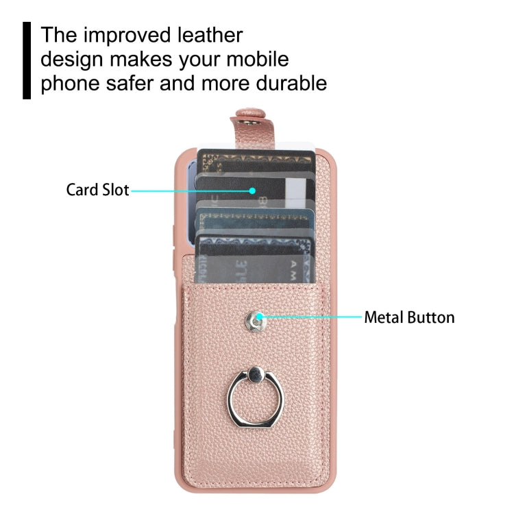 For Redmi Note 12 5G Global Litchi Texture Drawing Card Bag Ring Holder Phone Case