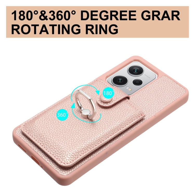 For Redmi Note 12 Pro 5G Global Litchi Texture Drawing Card Bag Ring Holder Phone Case