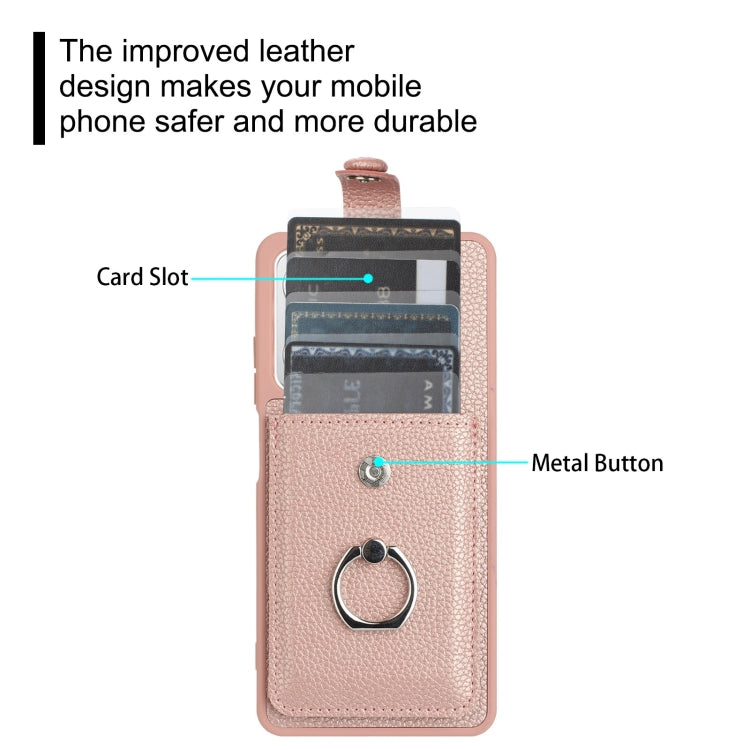 For Redmi Note 12 Pro 5G Global Litchi Texture Drawing Card Bag Ring Holder Phone Case