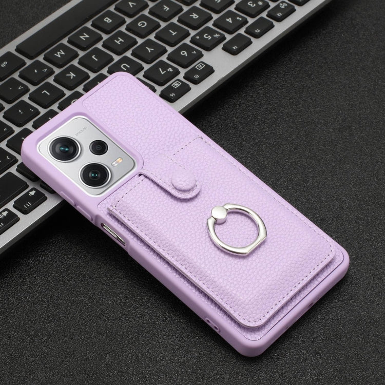 For Redmi Note 12 Pro 5G Global Litchi Texture Drawing Card Bag Ring Holder Phone Case