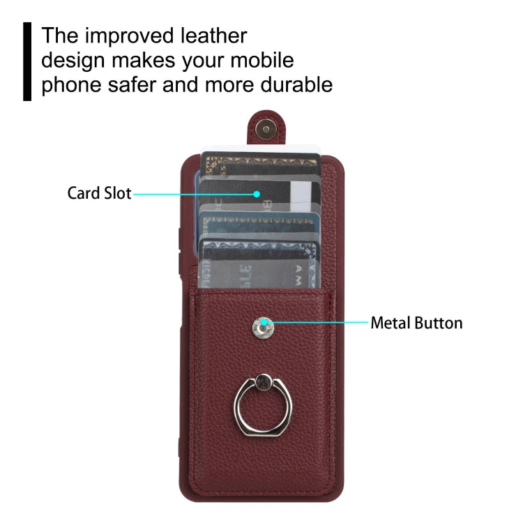 For Redmi Note 11 Pro 4G Litchi Texture Drawing Card Bag Ring Holder Phone Case