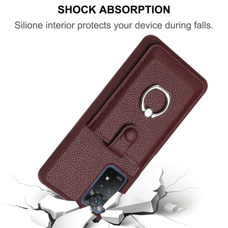 For Redmi Note 11 Pro 4G Litchi Texture Drawing Card Bag Ring Holder Phone Case