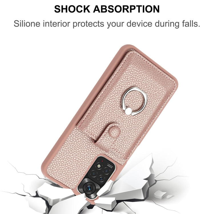 For Redmi Note 11S Litchi Texture Drawing Card Bag Ring Holder Phone Case