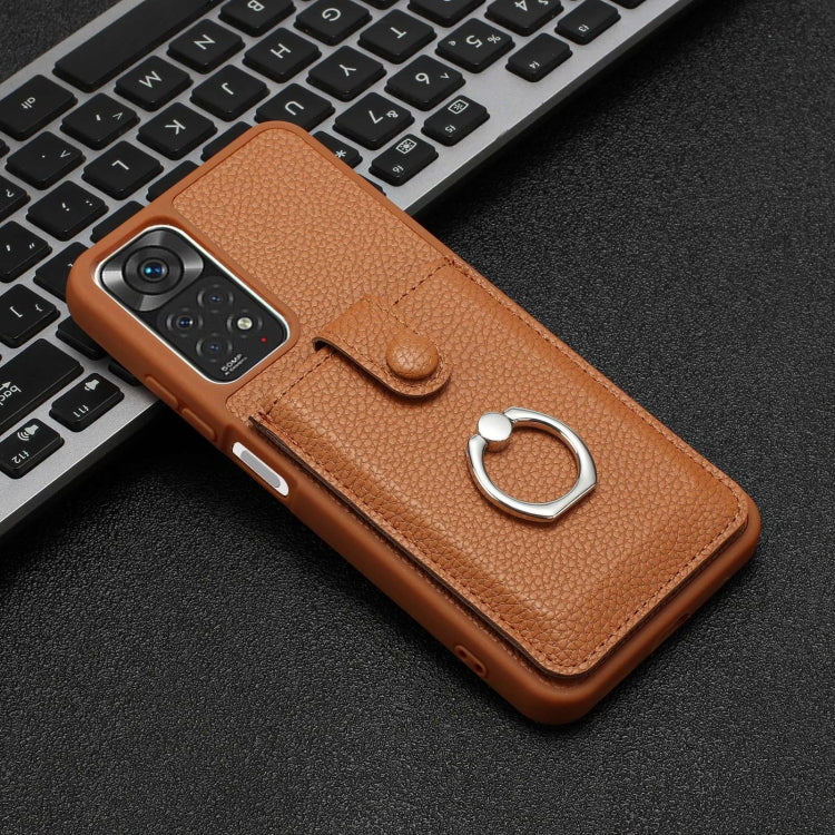 For Redmi Note 11S Litchi Texture Drawing Card Bag Ring Holder Phone Case
