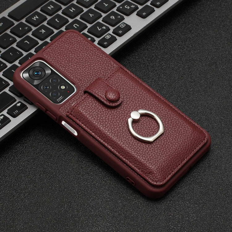 For Redmi Note 11S Litchi Texture Drawing Card Bag Ring Holder Phone Case