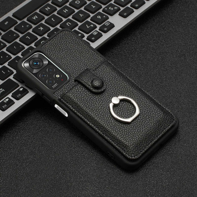 For Redmi Note 11S Litchi Texture Drawing Card Bag Ring Holder Phone Case