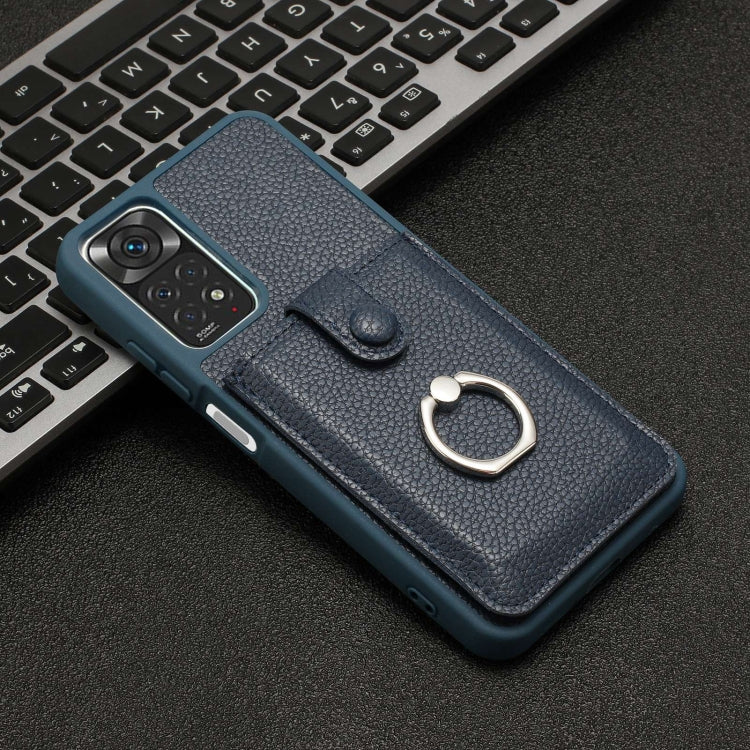 For Redmi Note 11S Litchi Texture Drawing Card Bag Ring Holder Phone Case