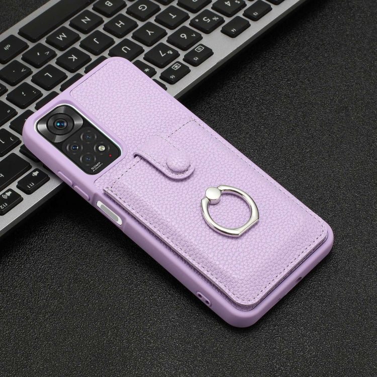 For Redmi Note 11S Litchi Texture Drawing Card Bag Ring Holder Phone Case