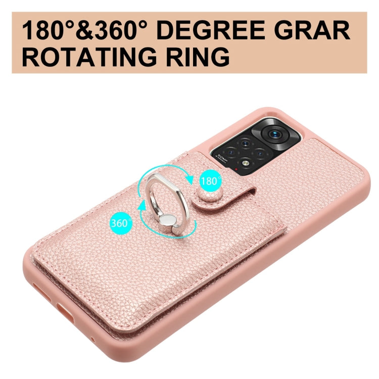 For Redmi Note 11S Litchi Texture Drawing Card Bag Ring Holder Phone Case