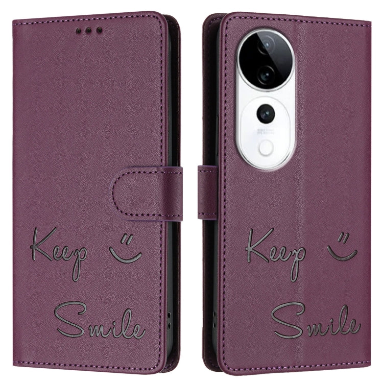 For vivo S19 Pro Smile Embossing RFID Leather Phone Case
