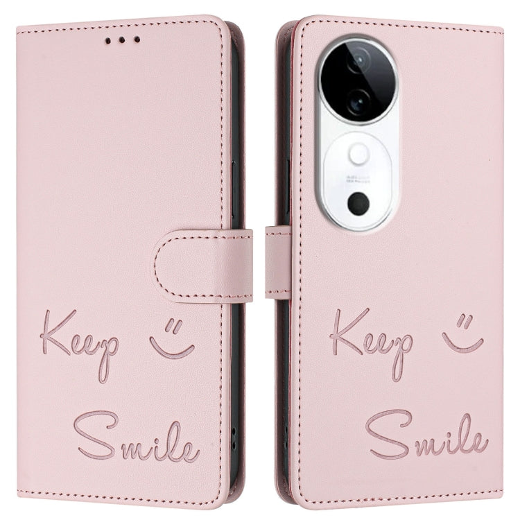 For vivo S19 Smile Embossing RFID Leather Phone Case
