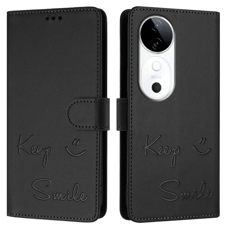 For vivo S19 Smile Embossing RFID Leather Phone Case
