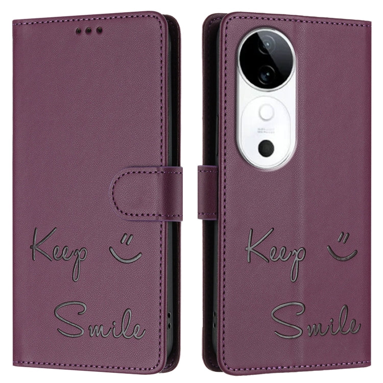 For vivo S19 Smile Embossing RFID Leather Phone Case