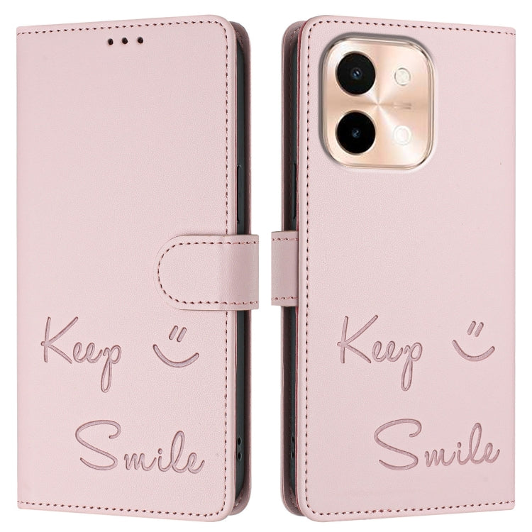 For vivo Y28 4G Smile Embossing RFID Leather Phone Case