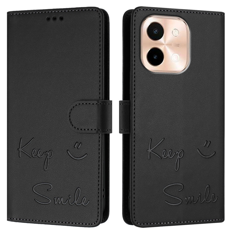For vivo Y28 4G Smile Embossing RFID Leather Phone Case