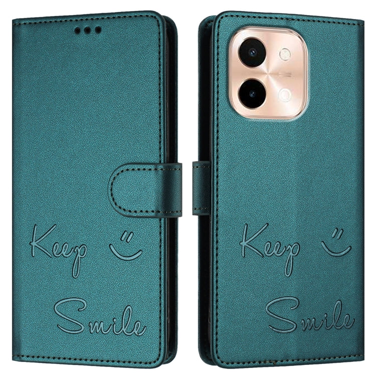 For vivo Y28 4G Smile Embossing RFID Leather Phone Case