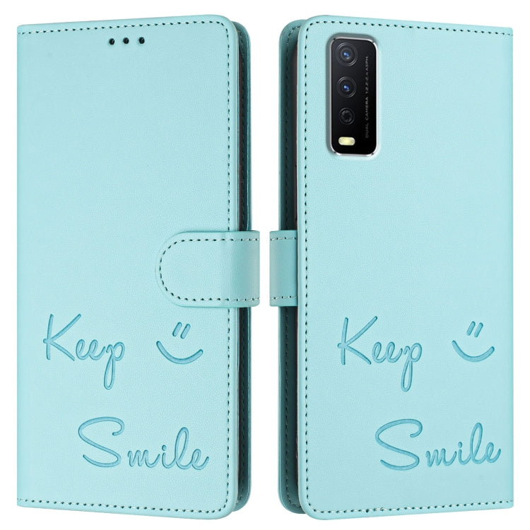 For vivo Y12S / iQOO U1x Smile Embossing RFID Leather Phone Case