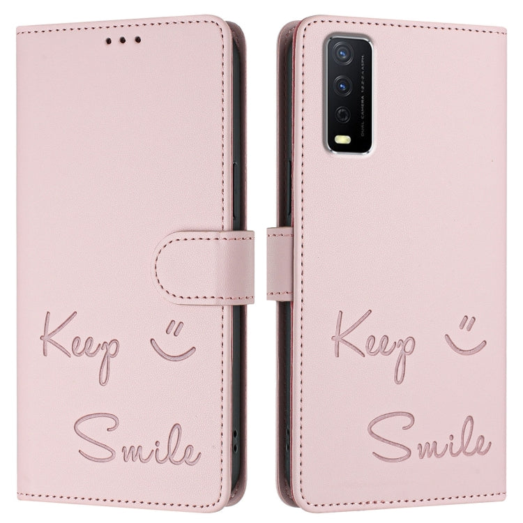 For vivo Y12S / iQOO U1x Smile Embossing RFID Leather Phone Case