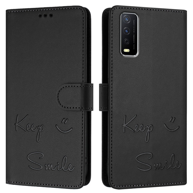 For vivo Y12S / iQOO U1x Smile Embossing RFID Leather Phone Case