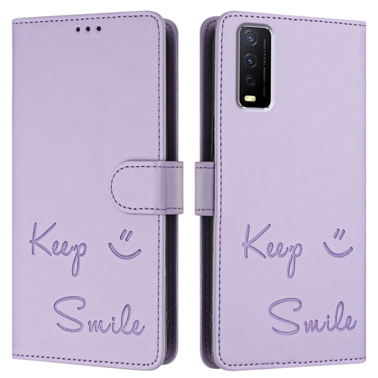 For vivo Y12S / iQOO U1x Smile Embossing RFID Leather Phone Case