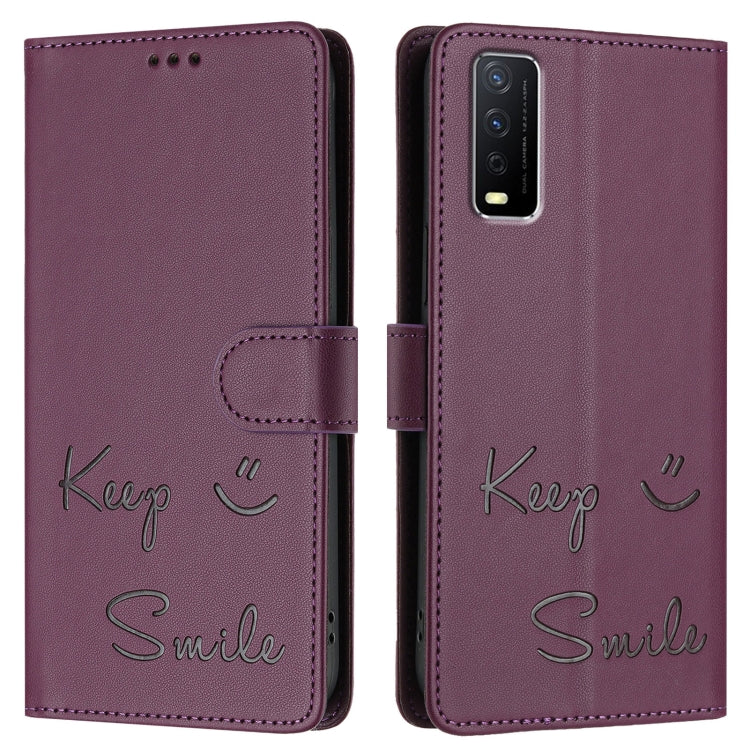 For vivo Y12S / iQOO U1x Smile Embossing RFID Leather Phone Case